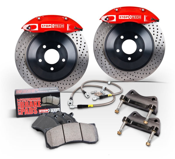 StopTech 15-18 Audi A3 Front BBK w/Black ST-41 Calipers 328x25mm Slotted Rotors