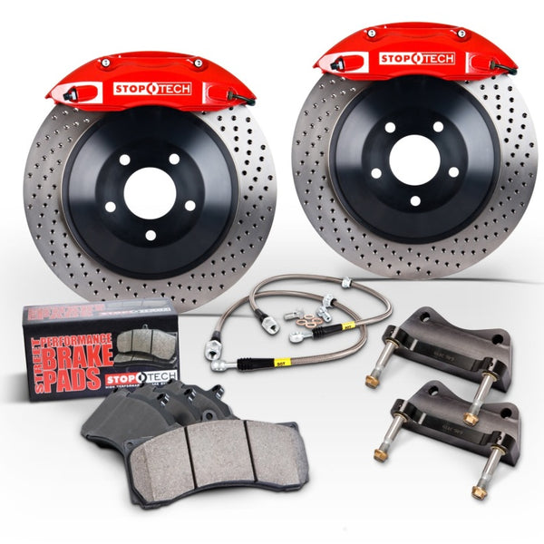 StopTech 15-18 Audi A3 Front BBK w/Black ST-41 Calipers 328x25mm Slotted Rotors