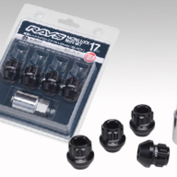 Rays M12x1.50 Short Type (L25) 17 Hex Lug Nut Set - Black