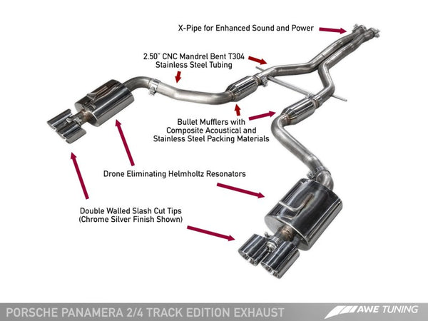 AWE Tuning Panamera 2/4 Track Edition Exhaust (2011-2013) - w/Diamond Black Tips