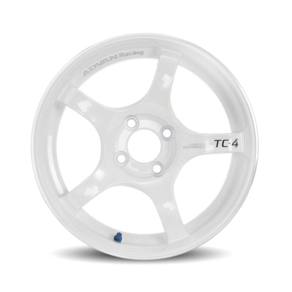 Advan TC4 18x10 +25 5-114.3 Racing White and Ring Wheel