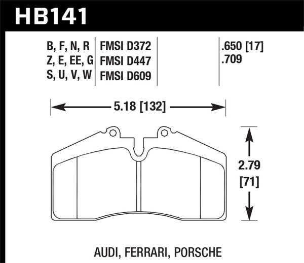 Hawk Ferrari 456GT Rear / Porsche 911 Rear / Porsche 911/928/944/968 Front DTC-50 Race Brake Pads