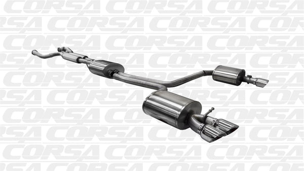 Corsa 10-14 Audi B8 Polished Sport 2.5in Cat-Back Dual Rear Exit with TwinPolished Pro-Series Tips