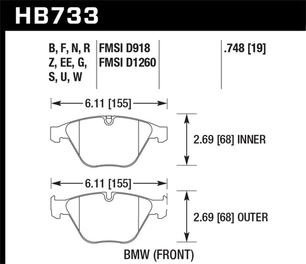 Hawk 11-13 BMW Z4 sDrive35is HPS 5.0 Street Front Brake Pads