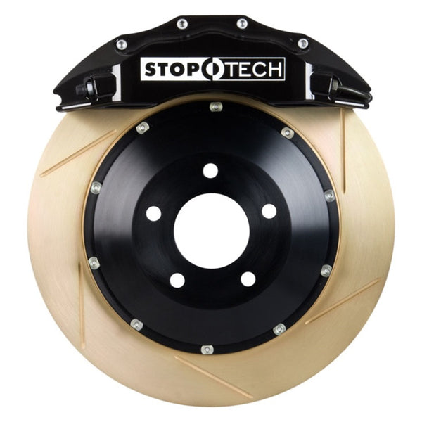 StopTech 00-12 Porsche Boxster Cayman Front Black ST-40 Calipers 355x32mm Zinc Slotted Rotors