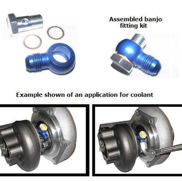 ATP Banjo Fitting Kit Aluminum Banjo Fitting 14mm Hole (for 14mm Bolt) with -6AN Male Flare