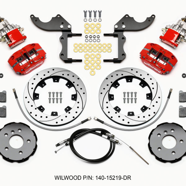 Wilwood Dynapro Radial4 / MC4 Rear Kit 12.19 Drilled Red 2014-2015 Mini Cooper w/Lines & Cables