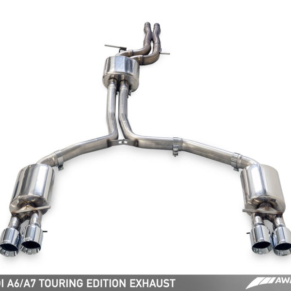 AWE Tuning Audi C7.5 A6 3.0T Touring Edition Exhaust - Quad Outlet Chrome Silver Tips