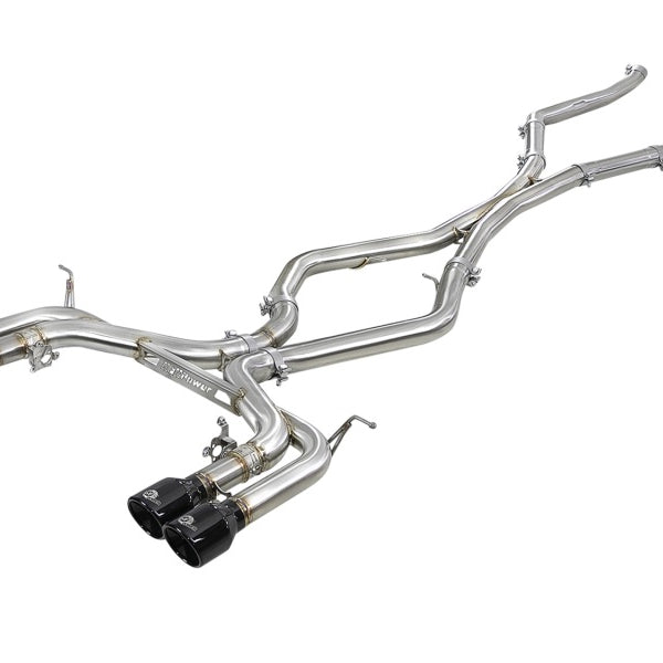 aFe MACH Force-Xp 3.5in. 304 SS C/B Exhaust w/o Muffler 15-18 BMW X5 M V8-4.4L (tt) - Black Tip