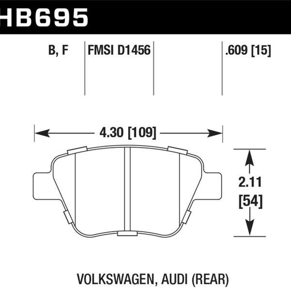 Hawk 12 Audi A3 / 11-12 VW Golf GTI/Jetta S/Jetta SE/Jetta SEL/Jetta TDI HPS Street Rear Brake Pads