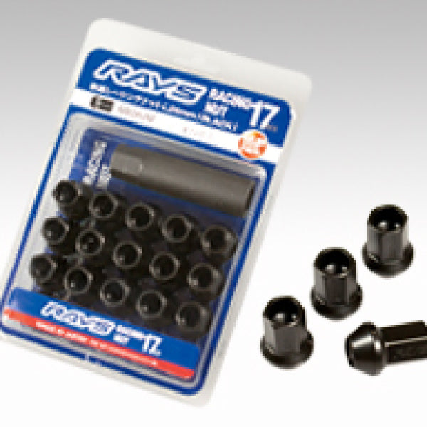 Rays 17 Hex Racing Nut Set L35 Medium Type 12x1.25 - Black Chromate (16 Pieces)