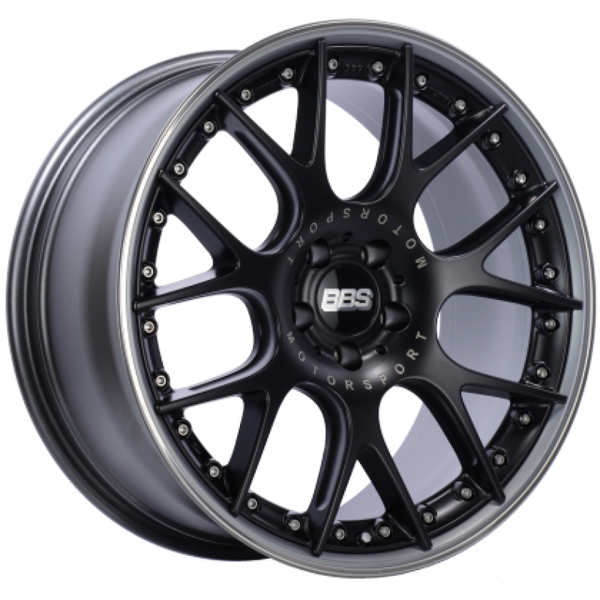 BBS CH-RII 21x9 5x108 ET45 PFS Black Center Platinum Rim SS Rim Protector Wheel w/Motorsport Etching