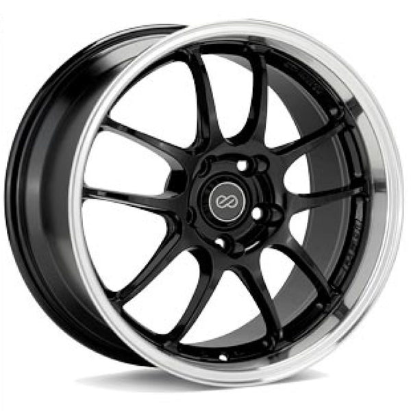 Enkei PF01SS 17x8 5x114.3 50mm Offset 75mm Bore Diameter Gloss Black w/ Machined Lip