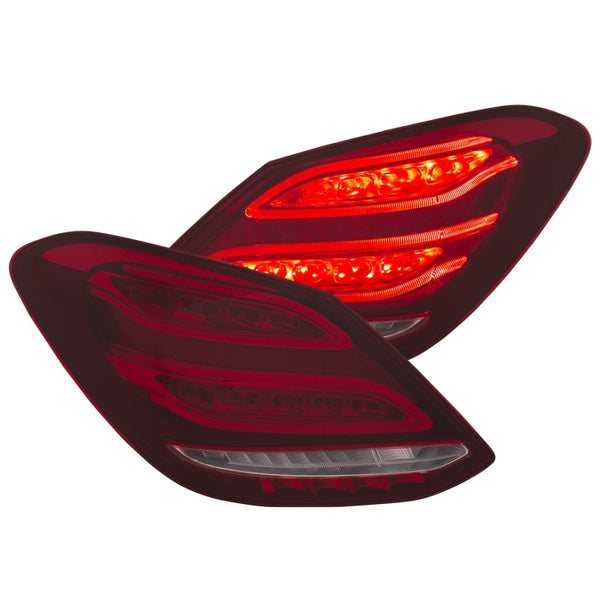 ANZO 15-16 Mercedes Benz C Class (W205) 4DR LED Taillights Red/Clear