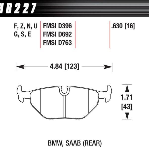 Hawk DTC-80 97-02 BMW Z3/03-08 BMW Z4 Rear Race Brake Pads