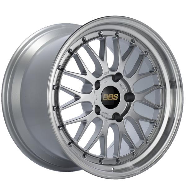 BBS LM 18x9.5 5x112 ET32 Diamond Silver Center Diamond Cut Lip Wheel -82mm PFS/Clip Required