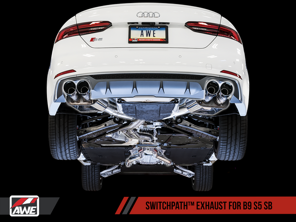 AWE Tuning Audi B9 S5 Sportback Res.For Performance Cat SwitchPath Exhaust w/ Carbon Fiber Tips